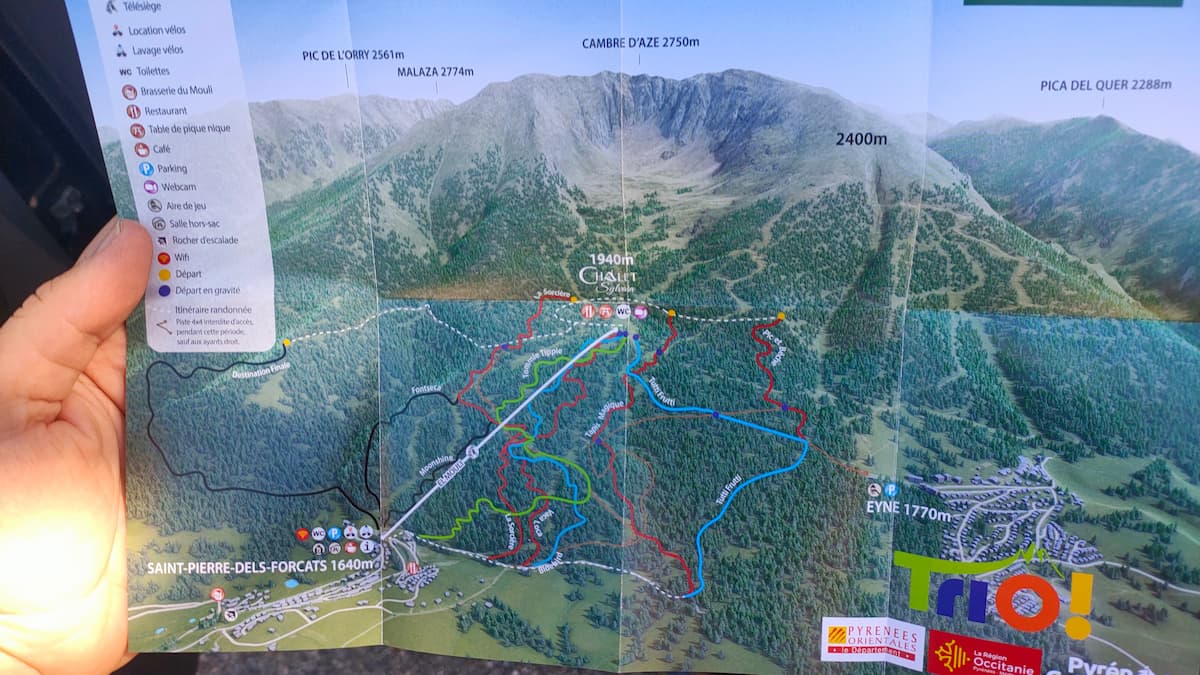 Carte du Bikepark de Cambre d'Aze